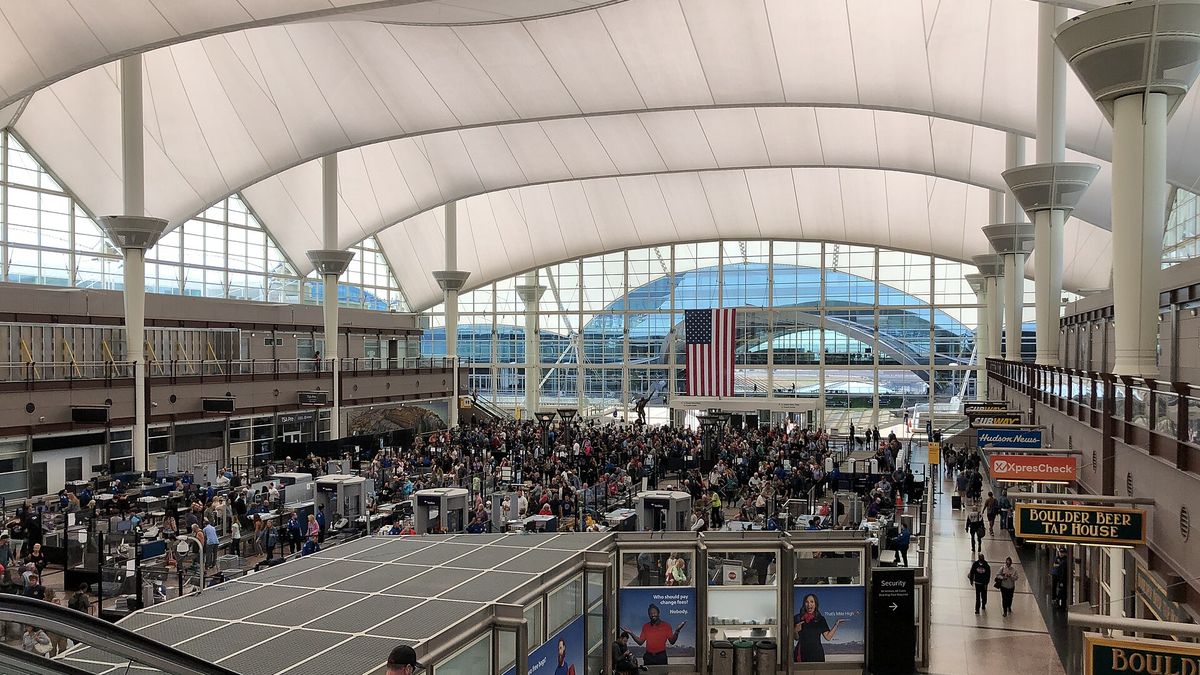2022-09-11 11 23 09 Security at the main terminal of Denver International Airport in Denver, Colorado